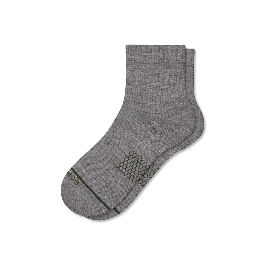 Men's Merino Wool Blend Modern Rib Quarter Socks - Daily Recovery Comfort