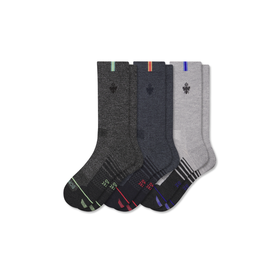 Men's Merino Wool Blend Run Calf Sock 3-Pack - Fresh Office Fit