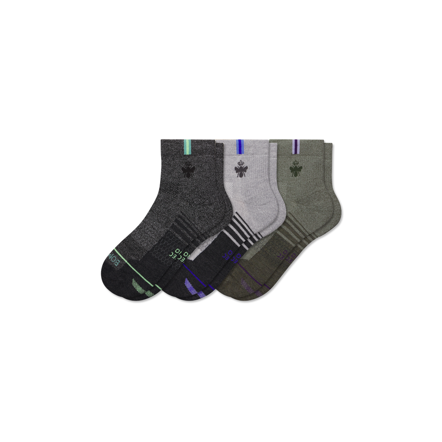 Women's Merino Wool Blend Run Quarter Sock 3-Pack - Studio Low Cut Wear