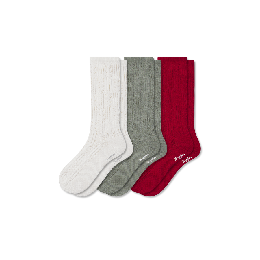 Women’s Pointelle Calf Sock 3-Pack - Soft Run Step