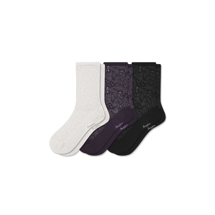 Women’s Floral Lace Half Calf Sock 3-Pack - Comfort Everyday Wear