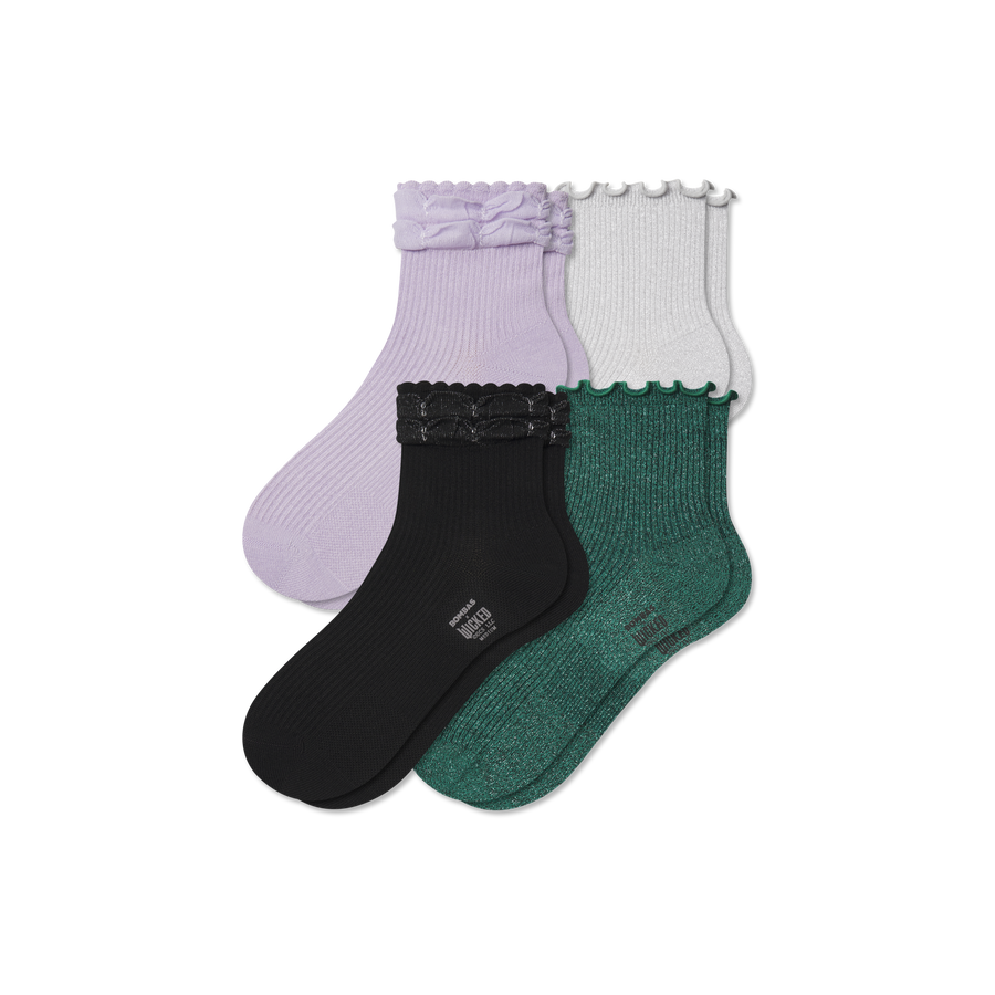 Wicked x Bombas Ruffle Quarter Sock 4-Pack - Steady Lounge Rotation