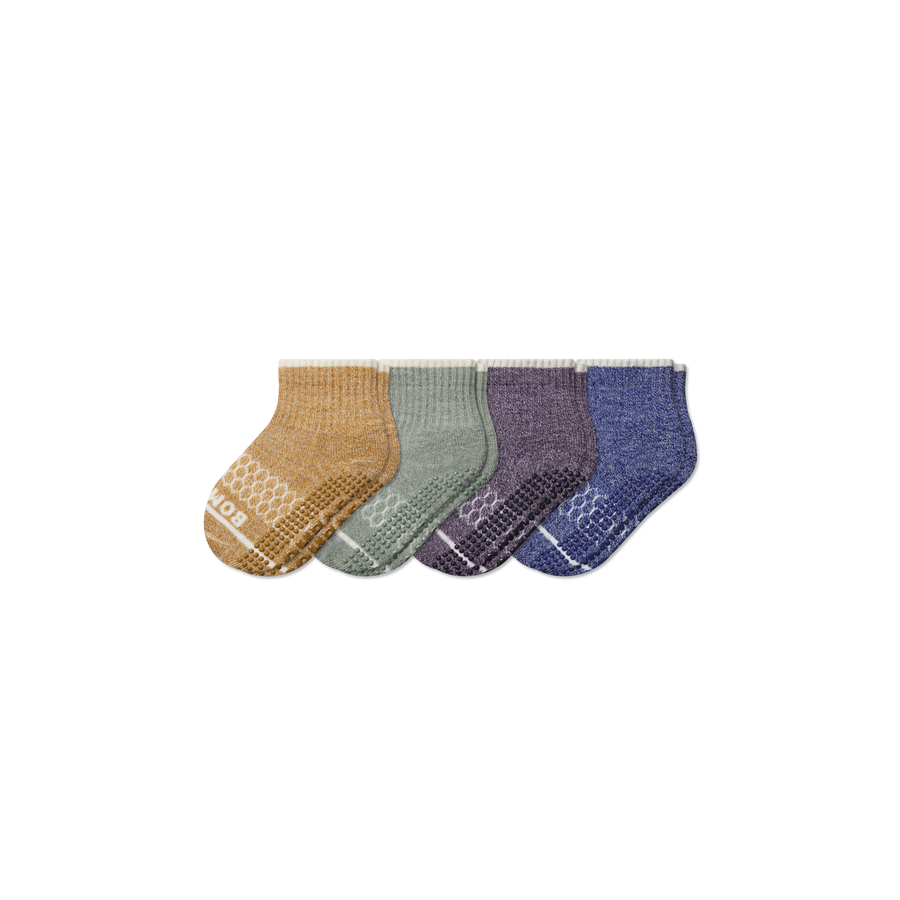 Toddler Merino Wool Blend Gripper Calf Sock 4-Pack - Everyday School Fit