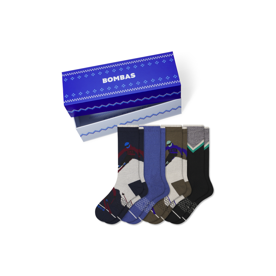 Men's Merino Wool Blend Calf Sock 4-Pack Gift Box - Utility Drawer Wrap