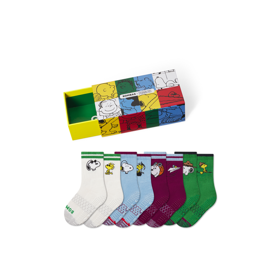 Peanuts x Bombas: Junior Gripper Calf Sock 4-Pack Gift Box - Weekend Storage Stash