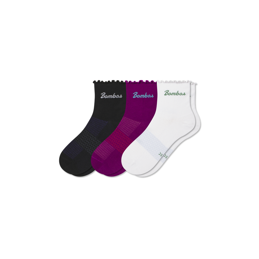 Women’s UltraLite Ruffle Sport Quarter Sock 3-Pack - Easy Weekend Wear