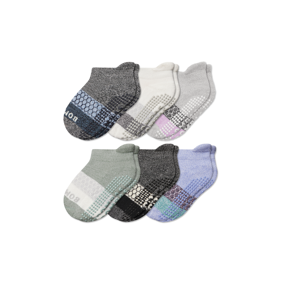 Toddler Tri-Block Gripper Ankle Sock 6-Pack - Weekend School Cushion