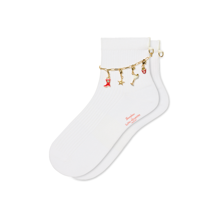Bombas x Susan Alexandra Charms and Anklet Quarter Socks - Cozy Ankle Pair