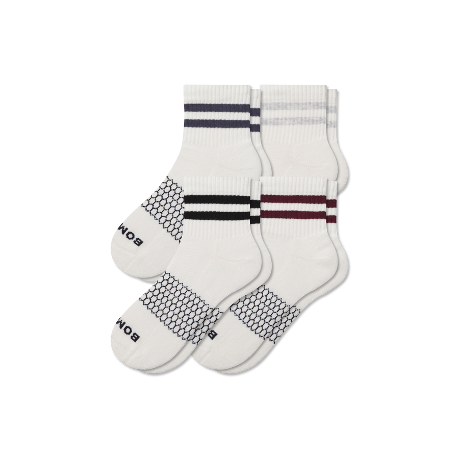 Men's Vintage Stripes Quarter Sock 4-Pack - Daily Court Pair