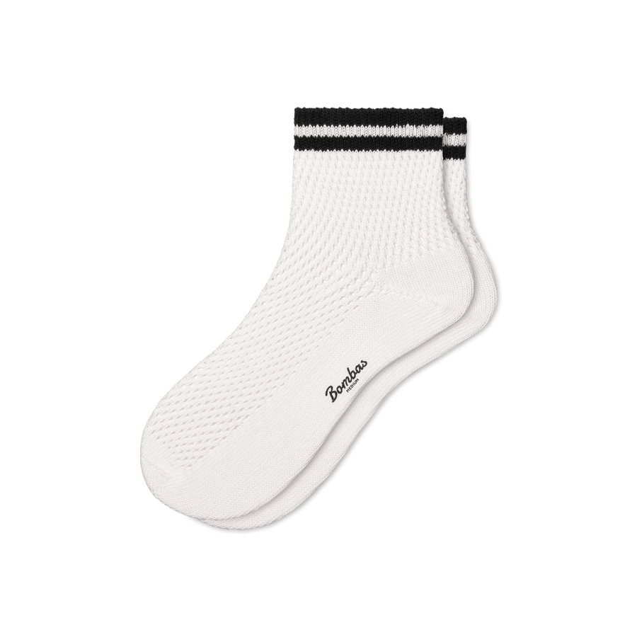 Women's Vintage Stripes Open Knit Quarter Socks - Easy Weekend Fit