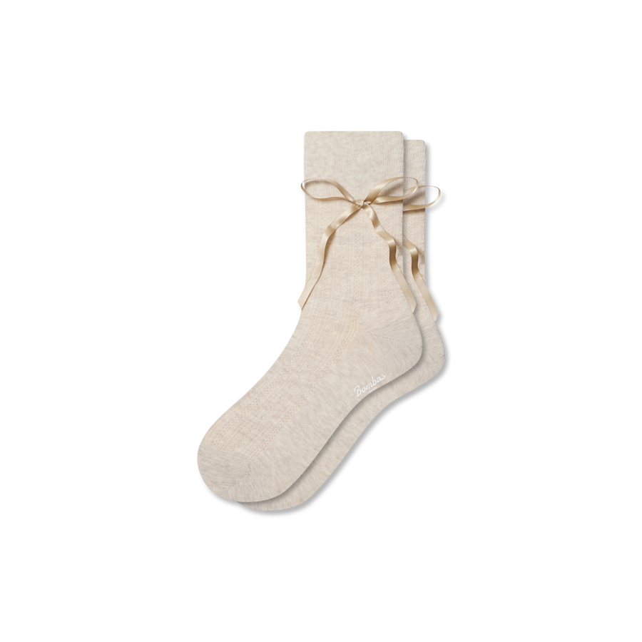 Women’s Pointelle Bow Half Calf Socks - Breathable Travel Comfort