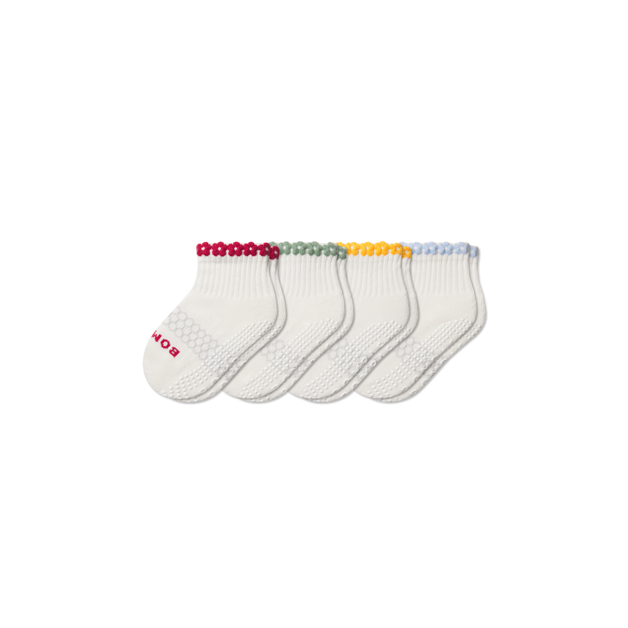 Toddler Daisy Chain Gripper Calf Sock 4-Pack - Outdoor School Wear