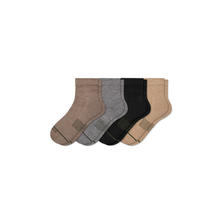 Women's Merino Wool Blend Modern Rib Quarter Sock 4-Pack - Classic Weekend Comfort
