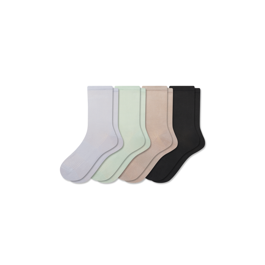 Women's Featherweight Rib Half Calf Sock 4-Pack - Easy Ankle Comfort