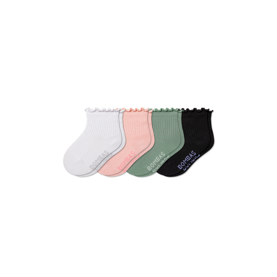 Toddler Ruffle Rib Calf Sock 4-Pack - Easy Run Support