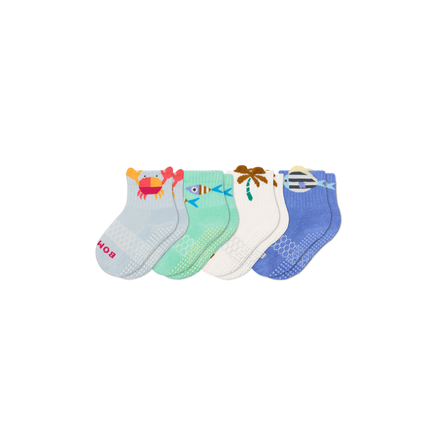 Toddler Seaside Gripper Calf Sock 4-Pack - Modern Step