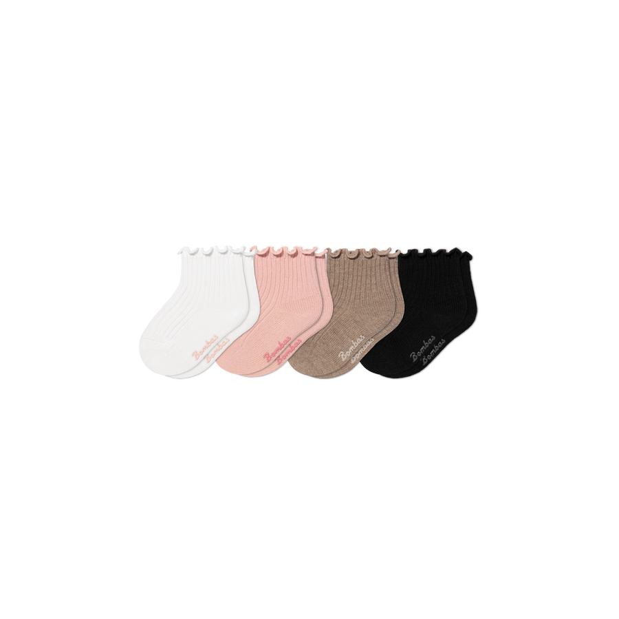 Baby Ruffle Rib Calf Sock 4-Pack (0-6 Months) - Classic Low Cut Step