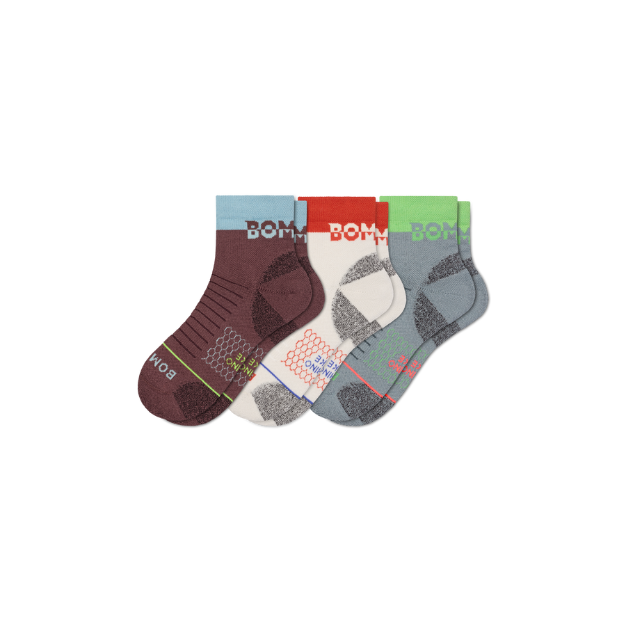Men's Merino Wool Blend Hiking Quarter Sock 3-Pack - Breathable No Show Wear