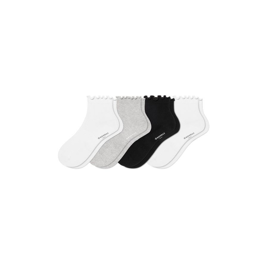 Youth Ruffle Rib Quarter Sock 4-Pack - Studio School Cushion
