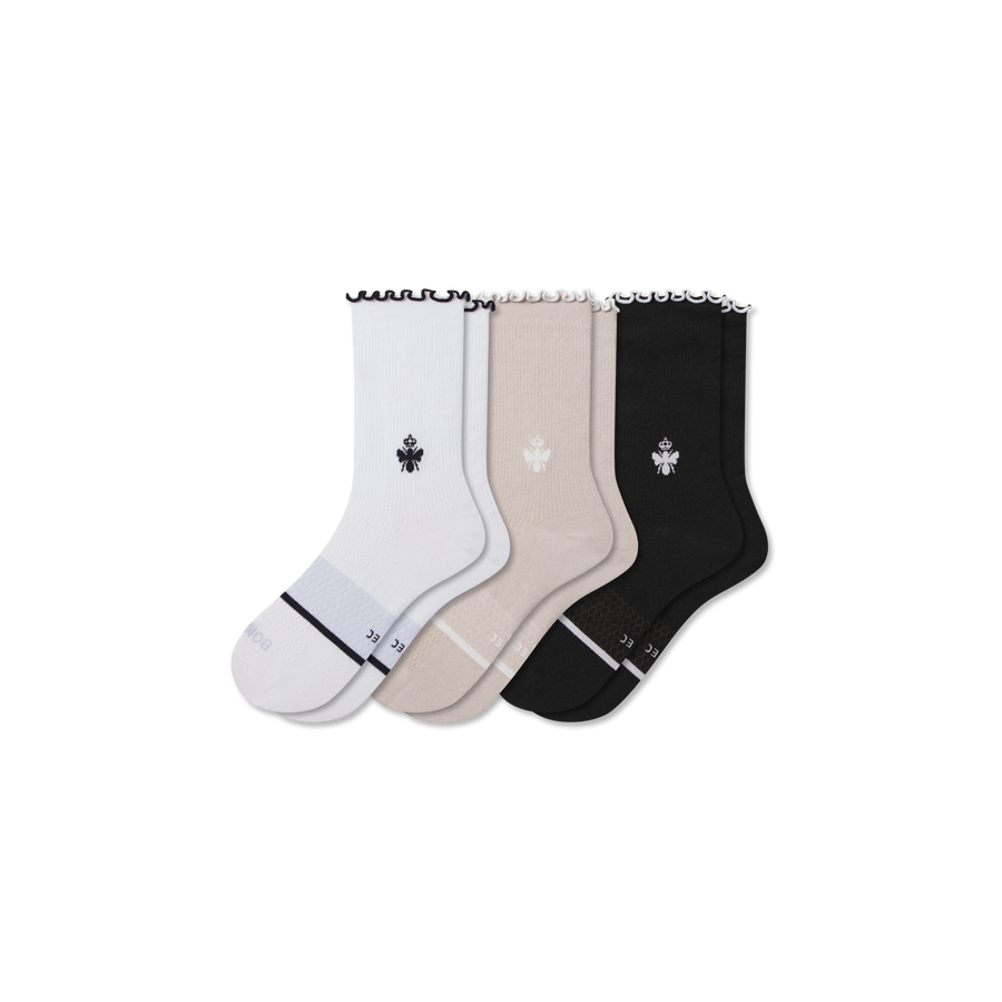 Women’s Ruffle Sport Half Calf Sock 3-Pack - Modern Weekend Cushion
