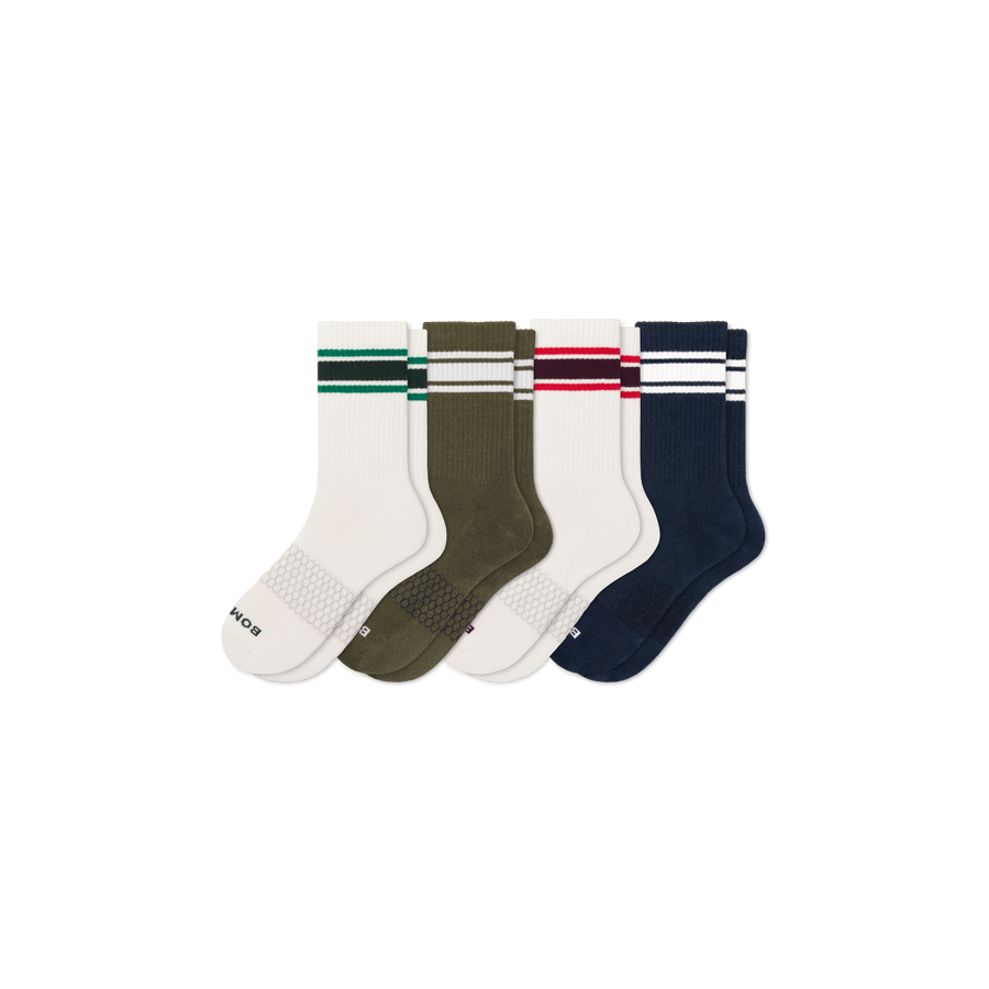 Men's Vintage Stripes Half Calf Sock 4-Pack - Steady Trail Comfort
