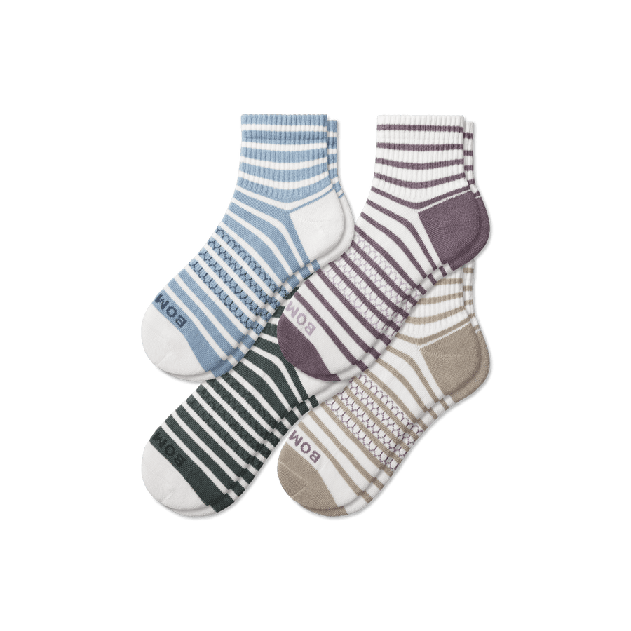 Women's Coastal Stripe Quarter Sock 4-Pack - Fresh Studio Rotation