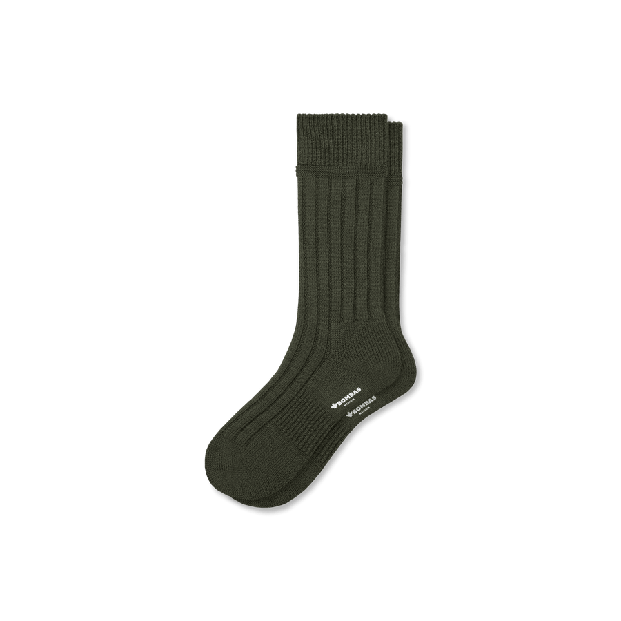Men's Merino Cashmere Blend Rib Calf Socks - Fresh Studio Fit