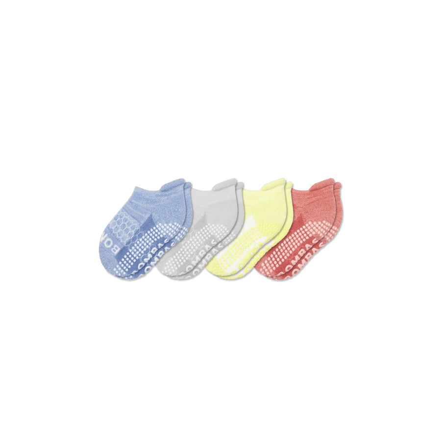 Toddler Two Tone Gripper Ankle Sock 4-Pack - Active Run Fit