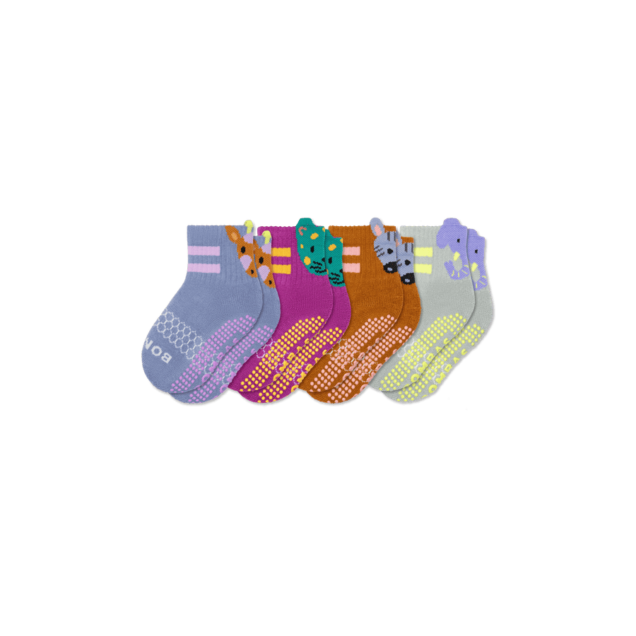 Toddler Safari Stripe Gripper Calf Sock 4-Pack - Fresh Wear