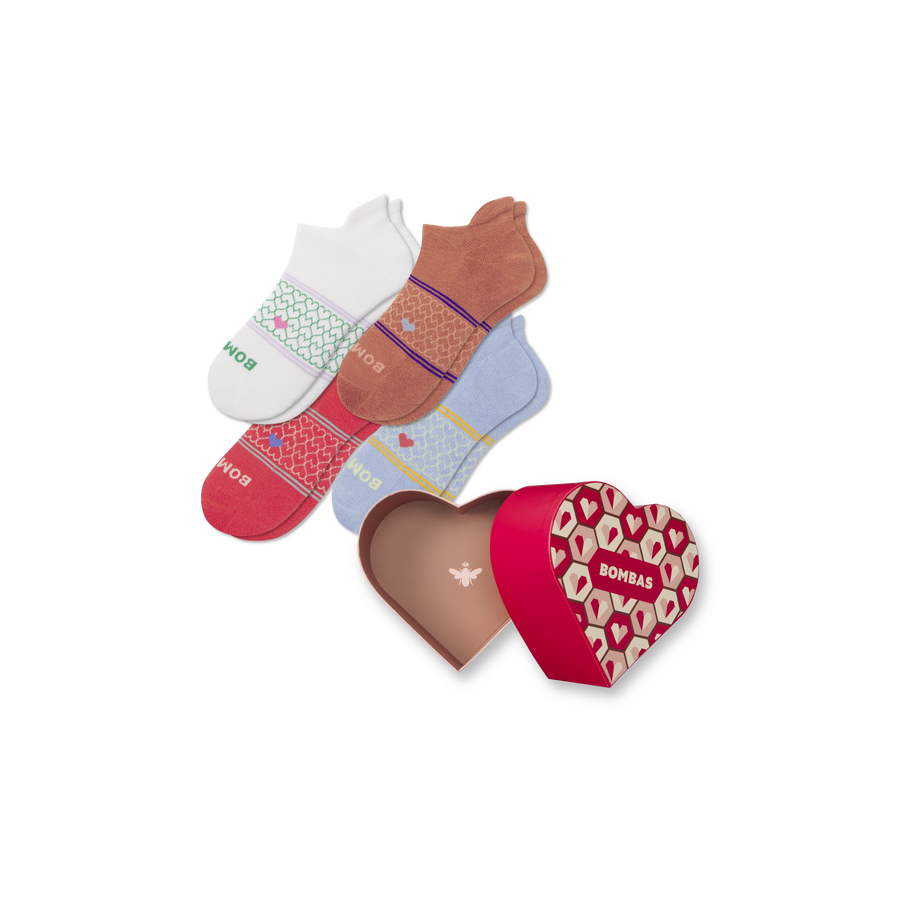 Women's Hearts Ankle Sock 4-Pack Gift Box - Simple Weekend Wrap