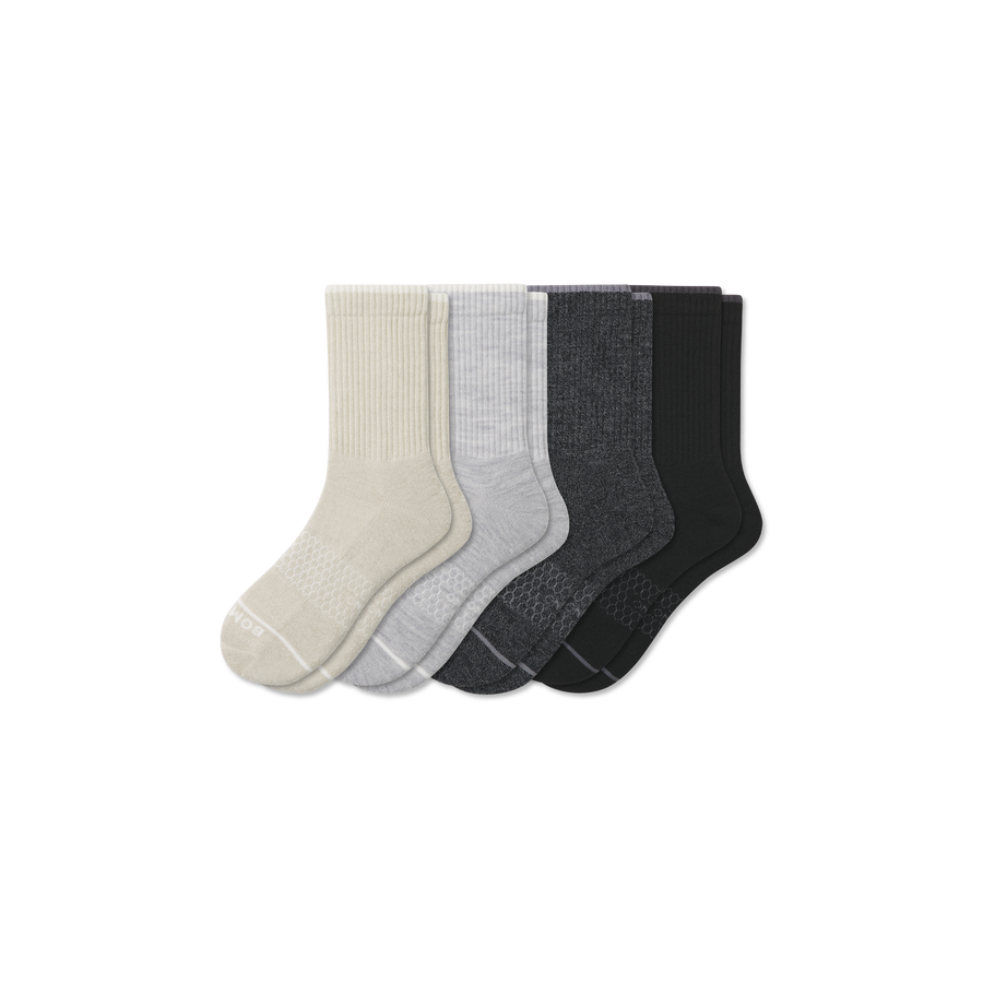 Men's Merino Wool Blend Half Calf Sock 4-Pack - Outdoor School Cushion