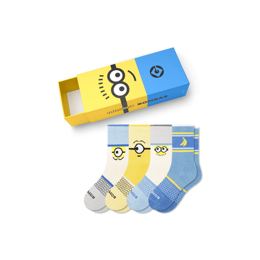 Youth Minions Calf Sock 4-Pack Gift Box - Travel Carry