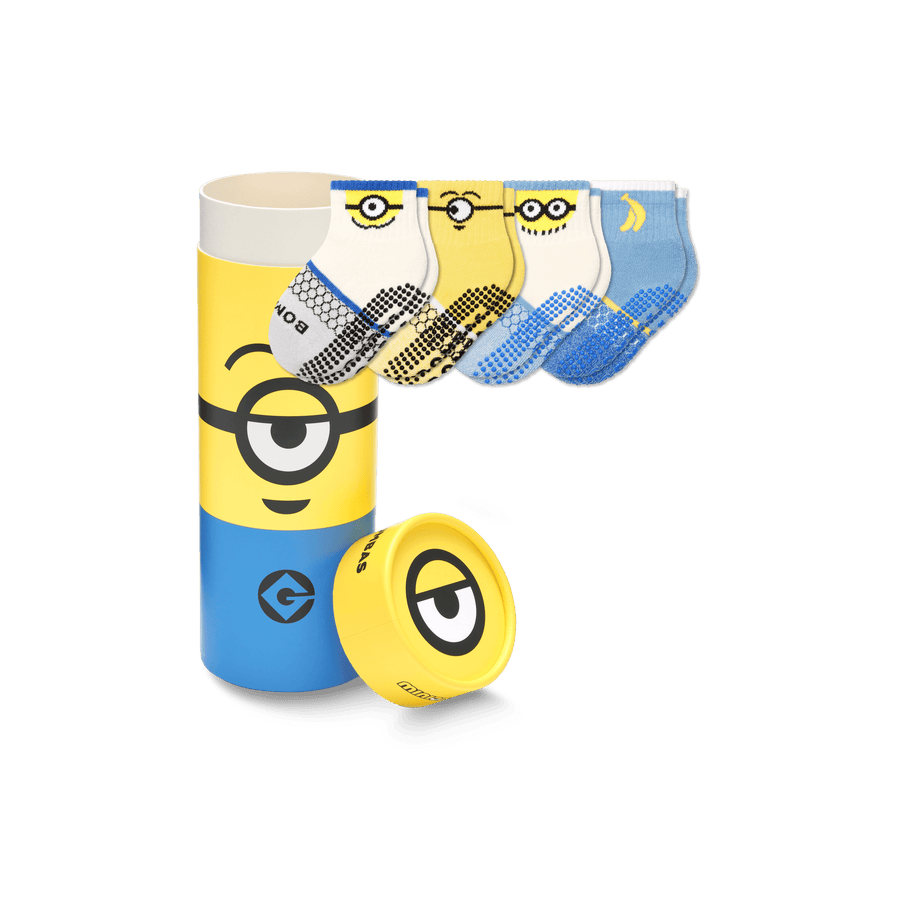 Toddler Minions Gripper Calf Sock 4-Pack Gift Box - School Day Fit