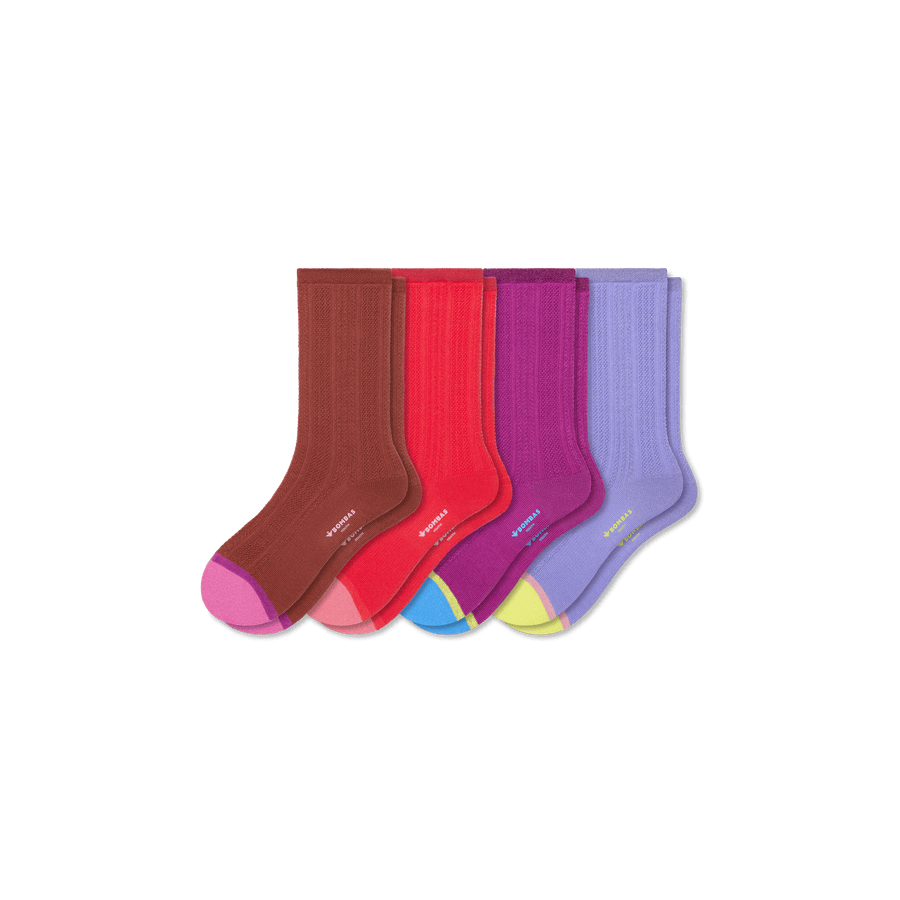 Youth Pointelle Calf Sock 4-Pack - Trail Lounge Move
