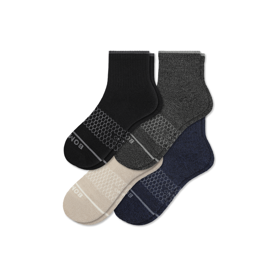 Men's Merino Wool Blend Quarter Sock 4-Pack - Easy Travel Step