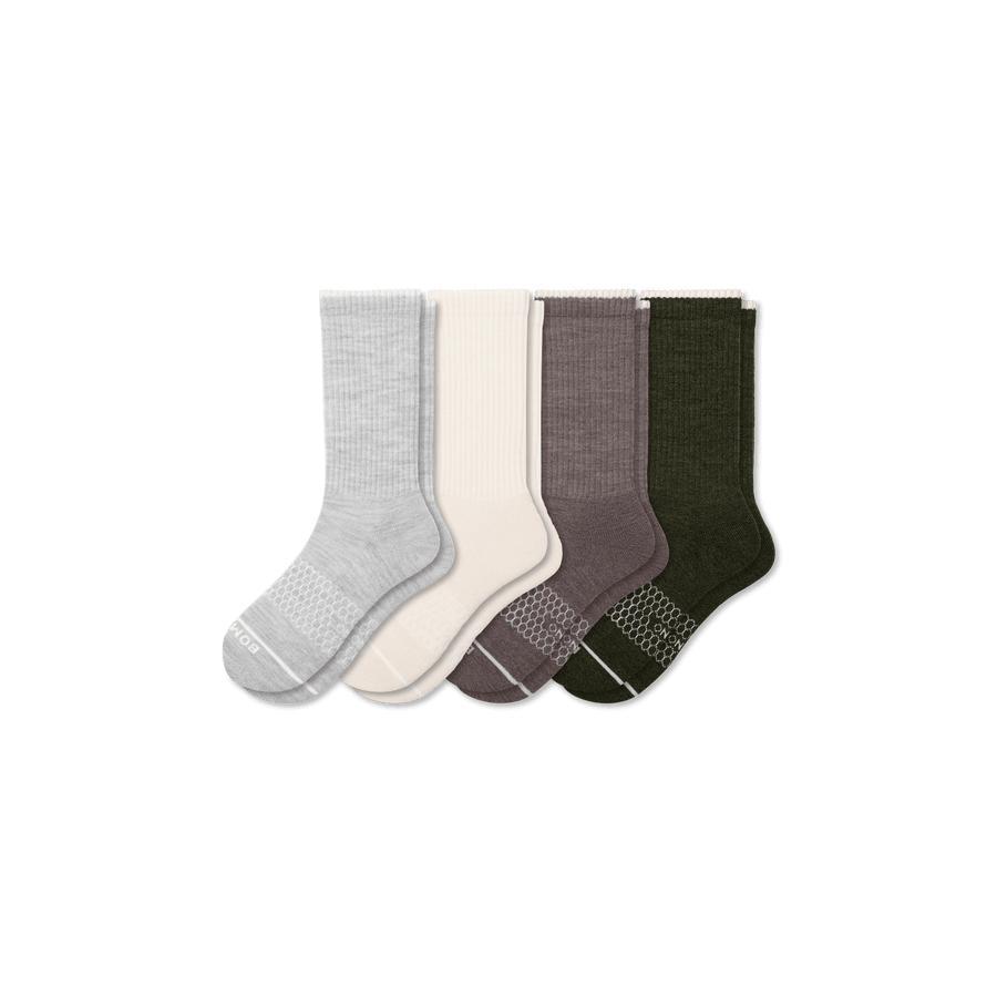 Men's Merino Wool Blend Calf Sock 4-Pack - Soft Support