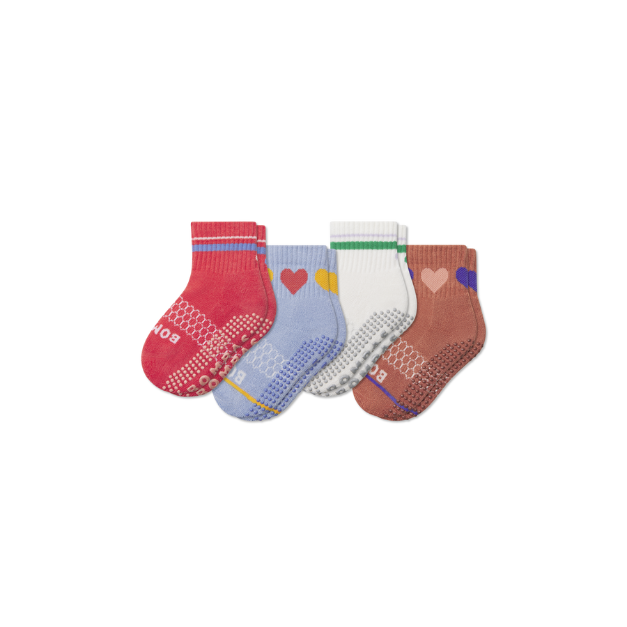 Toddler Hearts Gripper Calf Sock 4-Pack - Active Fit