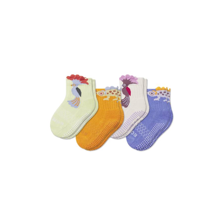 Toddler Rainforest Friends Gripper Calf Sock 4-Pack - Cushion Shift Move
