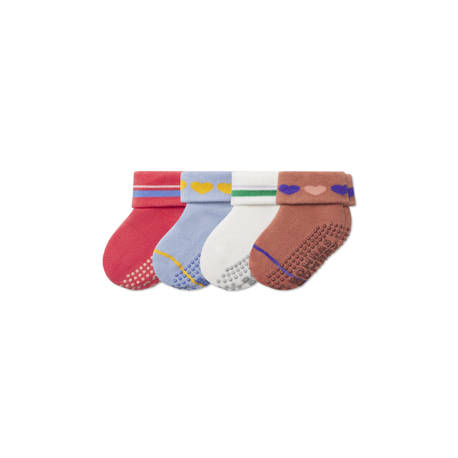 Baby Hearts Gripper Sock 4-Pack (6-12 Months) - Active Lounge Step