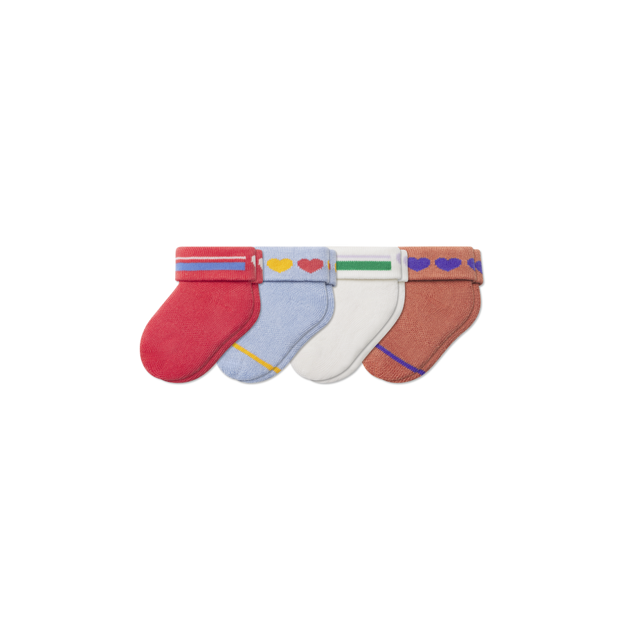 Baby Hearts Sock 4-Pack (0-6 Months) - Everyday Studio Fit