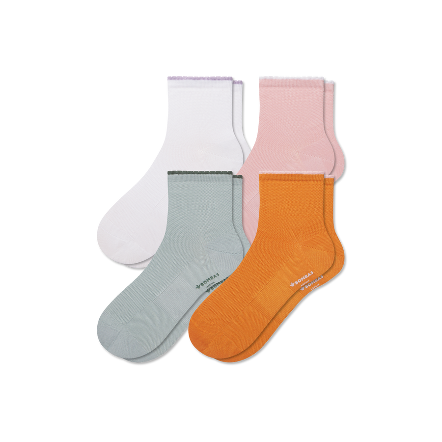 Women’s Scallop Cuff Quarter Sock 4-Pack - Daily Crew Step
