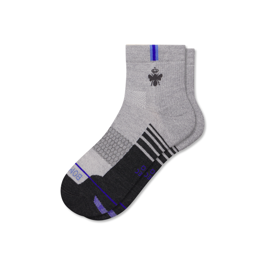 Men's Merino Wool Blend Run Quarter Socks - Studio Recovery Step