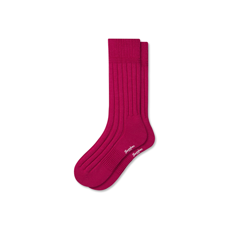 Women's Merino Cashmere Blend Rib Calf Socks - Outdoor Court Rotation