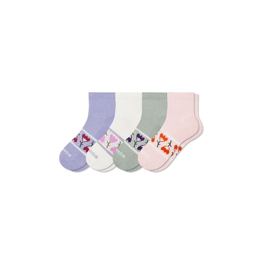 Women's Garden Party Quarter Sock 4-Pack - Steady Run Fit