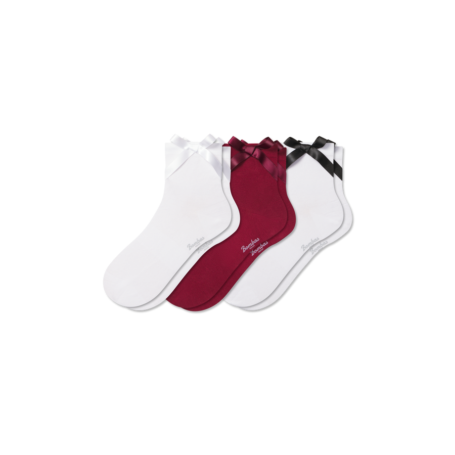 Women's Lightweight Bow Quarter Sock 3-Pack - Smooth Travel Wear