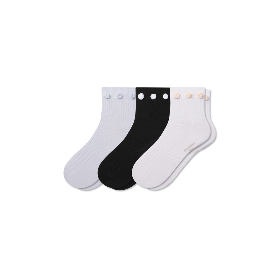 Women's Rosette True Rib Quarter Sock 3-Pack - Soft Shift Rotation