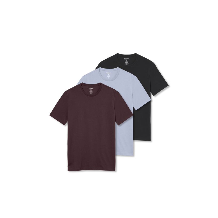 Men's Pima Cotton Slim Crew Neck T-Shirt 3-Pack - Casual Layer Wear