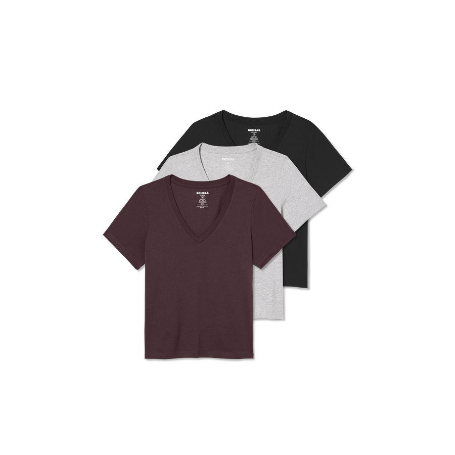 Women's Pima Cotton V-Neck T-Shirt 3-Pack - Gift Layer