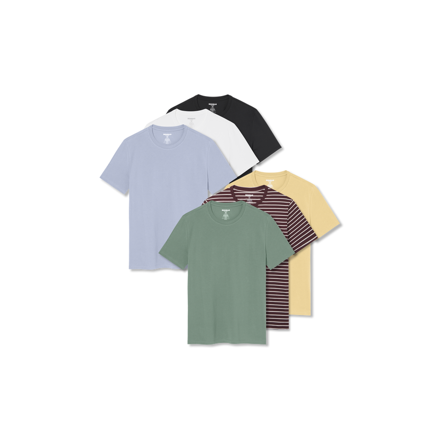 Men's Pima Cotton Crew Neck T-Shirt 6-Pack - Weekend Travel Ready