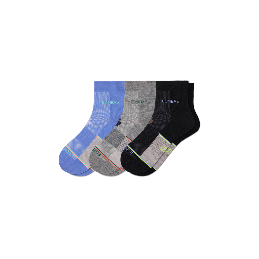 Men's UltraLite Sport Merino Wool Blend Quarter Sock 3-Pack - Modern No Show Cushion